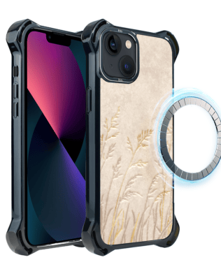 Etui do iPhone 13 IBIZU DropGuard Ultra z MagSafe, Relief Garden, Kłosy z piaskowca