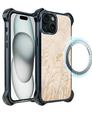 Etui do iPhone 15 Plus IBIZU DropGuard Ultra z MagSafe, Relief Garden, Kłosy z piaskowca