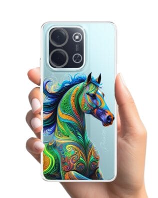 Etui do Xiaomi POCO C85 przeźroczyste, silikonowe Flexi, Dzika Mandala, Koń