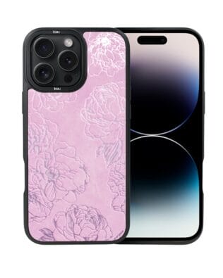 Etui do iPhone 14 Pro IBIZU DropGuard Matt z MagSafe, Relief Garden, Różowe piwonie