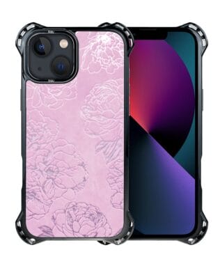 Etui do iPhone 13 IBIZU DropGuard Ultra z MagSafe, Relief Garden, Różowe piwonie