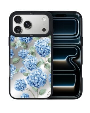 Etui do iPhone 17 Pro Max IBIZU DropGuard Matt z MagSafe, Relief Garden, Szafirowa hortensja