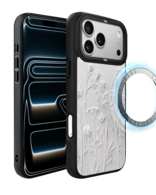 Etui do iPhone 17 Pro IBIZU DropGuard Matt z MagSafe, Relief Garden, Suszone kwiaty polne