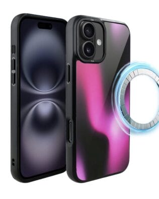 Etui do iPhone 16 IBIZU DropGuard Matt z MagSafe, Twilight Dreams, Magenta Flow