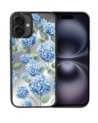 Etui do iPhone 16 Plus IBIZU DropGuard Matt z MagSafe, Relief Garden, Szafirowa hortensja