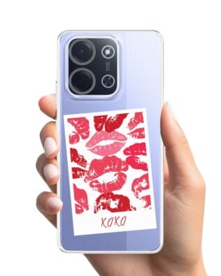 Etui do Xiaomi POCO C85 przeźroczyste, silikonowe Flexi, pocałunki, Polaroid