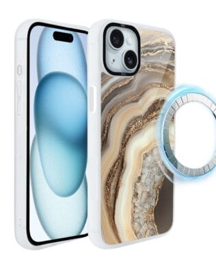 Etui do iPhone 15 IBIZU DropGuard Matt z MagSafe, Ethereal Essence, Miodowy agat