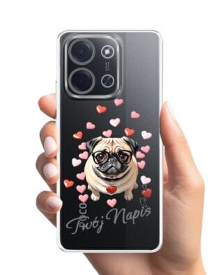Etui do Xiaomi POCO C85 przeźroczyste, silikonowe Flexi, Puppy Love, pies rasy Mops