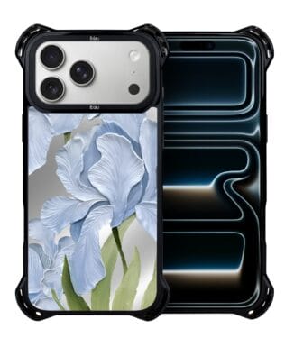 Etui do iPhone 17 Pro Max IBIZU DropGuard Ultra z MagSafe, Relief Garden, Błękitny irys