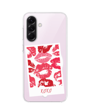 Etui do Samsung Galaxy A57 z MagSafe przeźroczyste, silikonowe Flexi, pocałunki, polaroid