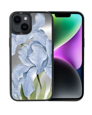 Etui do iPhone 14 Plus IBIZU DropGuard Matt z MagSafe, Relief Garden, Błękitny irys