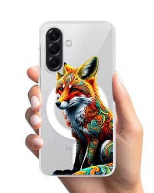 Etui do Samsung Galaxy A57 z MagSafe przeźroczyste, silikonowe Flexi, Dzika Mandala, Lis