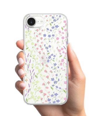Etui do iPhone 17e przeźroczyste, silikonowe Flexi, kwiaty polne
