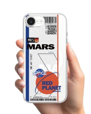 Etui do iPhone 17e z MagSafe przeźroczyste, silikonowe Flexi, bilet na Mars