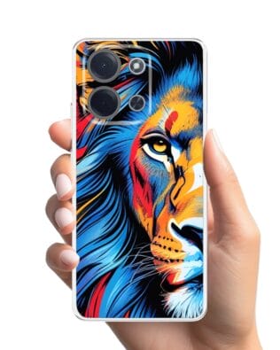 Etui do Xiaomi POCO C85 przeźroczyste, silikonowe Flexi, Dzika Mandala, Lwie spojrzenie