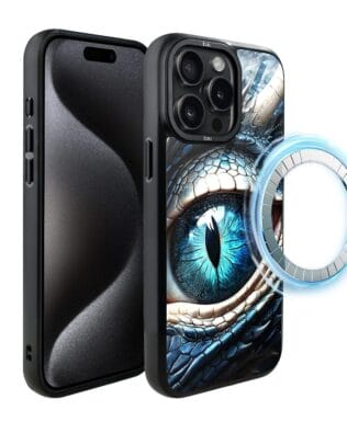 Etui do iPhone 15 Pro Max IBIZU DropGuard Matt z MagSafe, Smoki, Oko lodowego smoka