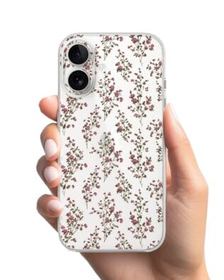 Etui do iPhone 16 przeźroczyste, silikonowe Flexi, Mini Patterns, Różyczki