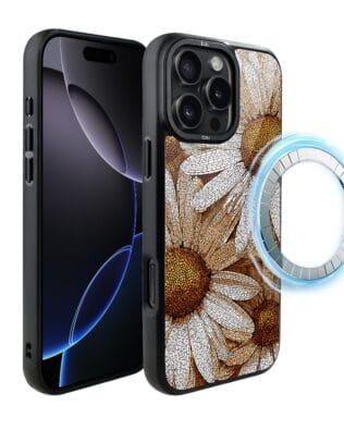 Etui do iPhone 16 Pro Max IBIZU DropGuard Matt z MagSafe, Modern Classics, Mozaika rumianków