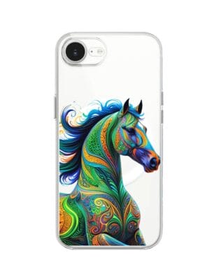 Etui do iPhone 17e z MagSafe przeźroczyste, silikonowe Flexi, Dzika Mandala, Koń