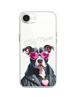 Etui do iPhone 17e przeźroczyste, silikonowe Flexi, Puppy Love, pies rasy Amstaff