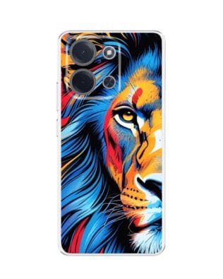 Etui do Xiaomi POCO C85 przeźroczyste, silikonowe Flexi, Dzika Mandala, Lwie spojrzenie
