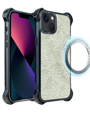 Etui do iPhone 13 IBIZU DropGuard Ultra z MagSafe, Relief Garden, Ślad oliwki