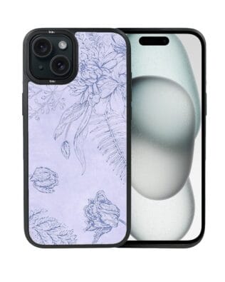 Etui do iPhone 15 IBIZU DropGuard Matt z MagSafe, Relief Garden, Kwiatowa płaskorzeźba