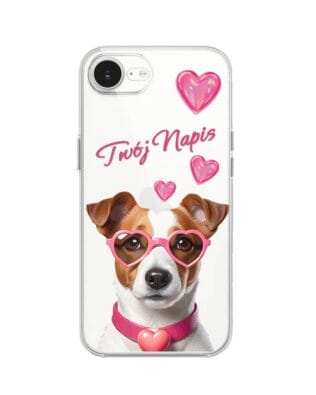 Etui do iPhone 17e przeźroczyste, silikonowe Flexi, Puppy Love, pies rasy Jack Russell Terrier