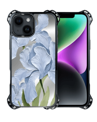 Etui do iPhone 14 IBIZU DropGuard Ultra z MagSafe, Relief Garden, Błękitny irys