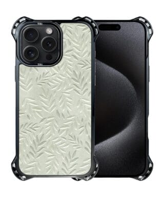 Etui do iPhone 15 Pro IBIZU DropGuard Ultra z MagSafe, Relief Garden, Ślad oliwki