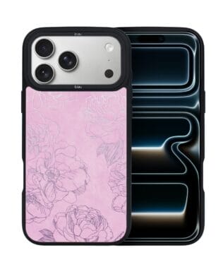 Etui do iPhone 17 Pro IBIZU DropGuard Matt z MagSafe, Relief Garden, Różowe piwonie