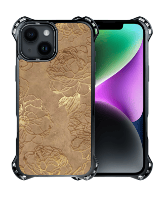 Etui do iPhone 14 Plus IBIZU DropGuard Ultra z MagSafe, Relief Garden, Złote piwonie