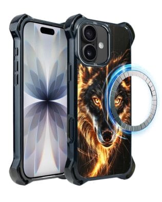 Etui do iPhone 17 IBIZU DropGuard Ultra z MagSafe, Wilki, Ognisty Wilk