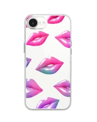 Etui do iPhone 17e przeźroczyste, silikonowe Flexi, hologramowe usta