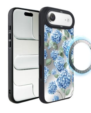 Etui do iPhone Air IBIZU DropGuard Matt z MagSafe, Relief Garden, Szafirowa hortensja