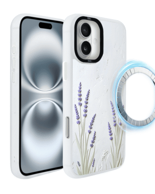 Etui do iPhone 16 IBIZU DropGuard Matt z MagSafe, Relief Garden, Prowansalska lawenda