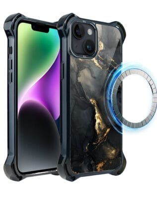 Etui do iPhone 14 Plus IBIZU DropGuard Ultra z MagSafe, Ethereal Essence, Czarny diament ze złotem