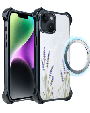 Etui do iPhone 14 Plus IBIZU DropGuard Ultra z MagSafe, Relief Garden, Prowansalska lawenda