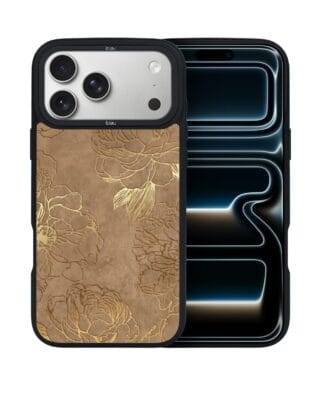 Etui do iPhone 17 Pro Max IBIZU DropGuard Matt z MagSafe, Relief Garden, Złote piwonie