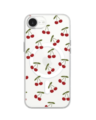 Etui do iPhone 17e z MagSafe przeźroczyste, silikonowe Flexi, Mini Patterns, Wiśnie