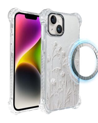 Etui do iPhone 14 Plus IBIZU DropGuard Ultra z MagSafe, Relief Garden, Suszone kwiaty polne