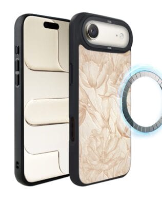 Etui do iPhone Air IBIZU DropGuard Matt z MagSafe, Relief Garden, Botaniczny biskwit