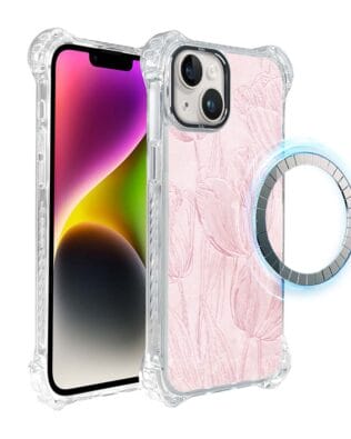 Etui do iPhone 13 IBIZU DropGuard Ultra z MagSafe, Relief Garden, Tulipanowy fresk