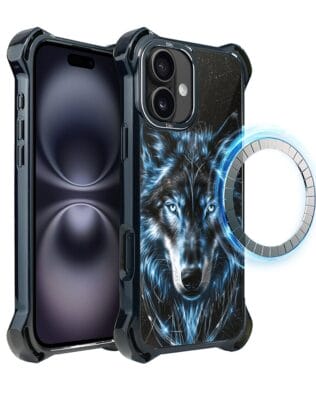 Etui do iPhone 16 Plus IBIZU DropGuard Ultra z MagSafe, Wilki, Lodowy Wilk