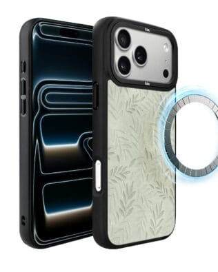 Etui do iPhone 17 Pro Max IBIZU DropGuard Matt z MagSafe, Relief Garden, Ślad oliwki