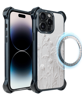 Etui do iPhone 14 Pro IBIZU DropGuard Ultra z MagSafe, Relief Garden, Suszone kwiaty polne