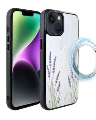 Etui do iPhone 14 Plus IBIZU DropGuard Matt z MagSafe, Relief Garden, Prowansalska lawenda