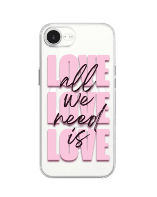 Etui do iPhone 17e z MagSafe przeźroczyste, silikonowe Flexi, Positive Vibes, All We Need Is Love