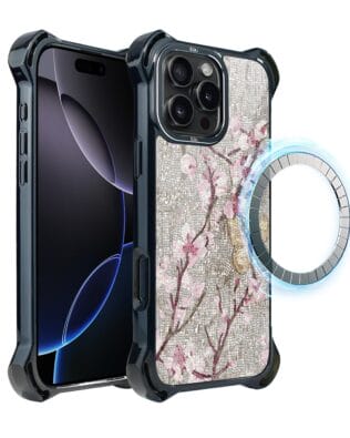 Etui do iPhone 16 Pro IBIZU DropGuard Ultra z MagSafe, Modern Classics, Mozaika kwitnącej wiśni