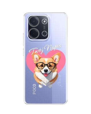 Etui do Xiaomi POCO C85 przeźroczyste, silikonowe Flexi, Puppy Love, pies rasy Corgi